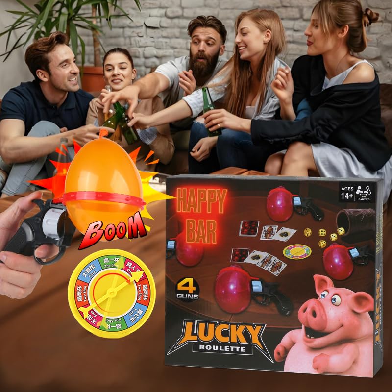 Liar's Bar Russian Roulette Social Strategy Card Game - Cards Cards with Themed Props for Holiday Parties, Family Reunions