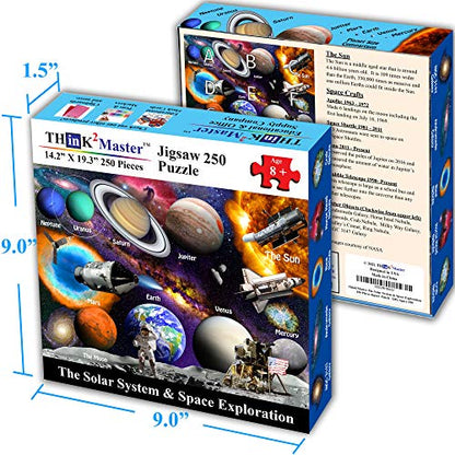 Think2Master Solar System & Space Exploration 250 Pieces Jigsaw Puzzle Great Puzzle for Teens, Adults, Seniors. Great Gift with Larger Pieces. 14.2” X 19.3” - style: Solar System & Space Exploration