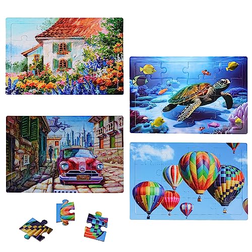 4 Pack 16 Large Piece Puzzles Dementia Alzheimer's Products and Activities - Memory Game for Patients in Nursing Home - Easy Puzzle for Adults for Seniors or Elderly Alzheimer's Patients (4pcs)