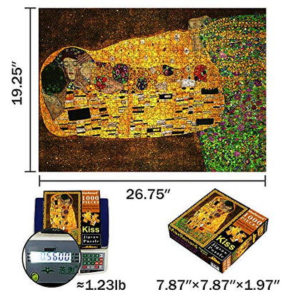 MaxRenard Game Jigsaw Puzzle 1000 Pieces Fine Art The Kiss Klimt Fine Artwork Challenge Family Game Fit Together Perfectly - color: A005