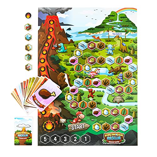 Baby Dinosaur Rescue Board Game – Cooperative Dinosaur Adventure Game for Kids Ages 4+ – Work Together to Save the Baby Dinos – Easy to Learn – Fun Family Board Game