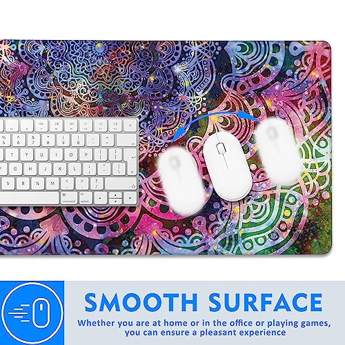 Large Mouse Pad Extended Gaming Desk Mat,Ancient Abstract Mandala Graphic Gaming Office Home Mousepad Keyboard Mouse Mat,Non-Slip Rubber Base 35.4x15.7 Inch Mousepads, U21KR-6M16-9R011 - color: Ancient Abstract Mandala Graphic