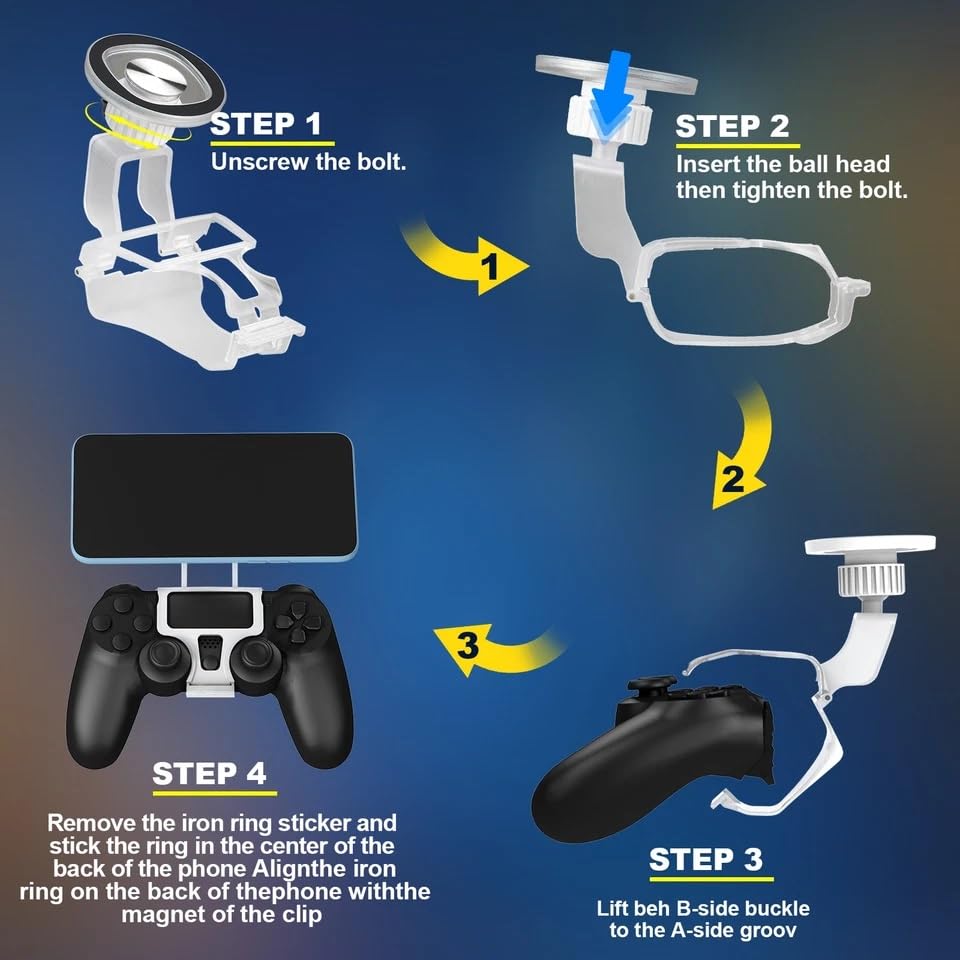 NBCP Magnetic Phone Mount for PS4 DualShock 4 Controller, Controller Phone Holder, MagSafe Compatible Mobile Gaming Clip for iPhone & Android - color: For PS4 controller