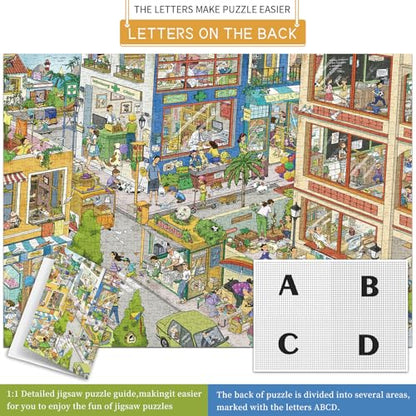 1000 Piece Jigsaw Puzzles for Adults,Busy City Street Puzzle with 1:1 HD Poster, Precise Interlocking, Letter Markings on Back, Dust-Free, Stress Relief & Ideal Family Game Gift - color: Busy City Street