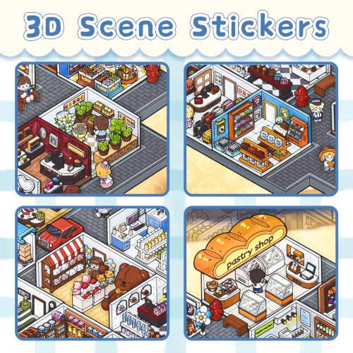 7 Pcs Big Size 3D Scenes Sticker Book Scene Stickers | DIY Make Your Own Scene House Stickers Therapy for Adults Relief Stress Pass The Time