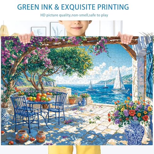 Puzzles for Adults 1000 Pieces,Summer Coast Jigsaw Puzzle with 1:1 HD Poster, Perfect Interlocking No Dust, Stress Relief Ideal Gift for Family Games - color: Summer Coast