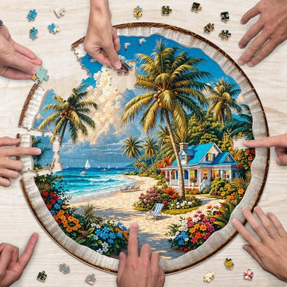 Summer Puzzles for Adults 1000 Pieces, Seaside Scenery Jigsaw Puzzles 1000 Pieces for Adults, Puzzles with Letters On Back, Challenging Family Game, 26.5 x 26.5in - color: Summer Scenery