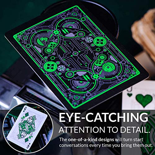 Cyberpunk Green Cardistry Deck, White Cyberpunk Playing Cards for Kids & Adults with e-Book, Poker Deck - color: Green