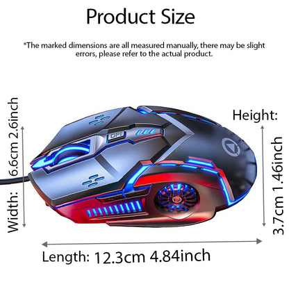 6 Buttons Wired Gaming Mouse, 4 Adjustable DPI Up to 3200 DPI, 7 Circular Breathing LED Light, Ergonomic USB Wired Mouse for Gaming Office Desktop Laptop Black Audio Version - color: Black, size: Audio version
