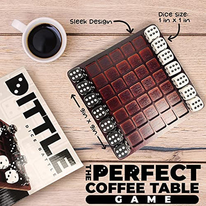 Dittle™- Dice Battle | 2 Player Dice Games for Adults | Adult Board Games for 2 Players | Best Two Player Game for Adults | Two Person Wooden Coffee Table Fun | Bar Game for Adult Indoor Tabletop