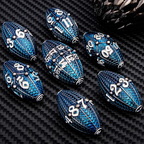 ARUOHHA DND Metal Dice Black Blue Dragons Egg Dice with Rotating Dragon Egg Shell, Compatible with D&D RPG Role Playing Game, Dungeons Polyhedral D and D Dice Set D20 D12 D10 D8 D6 D4 - color: Black Blue