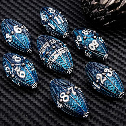 ARUOHHA DND Metal Dice Black Blue Dragons Egg Dice with Rotating Dragon Egg Shell, Compatible with D&D RPG Role Playing Game, Dungeons Polyhedral D and D Dice Set D20 D12 D10 D8 D6 D4 - color: Black Blue