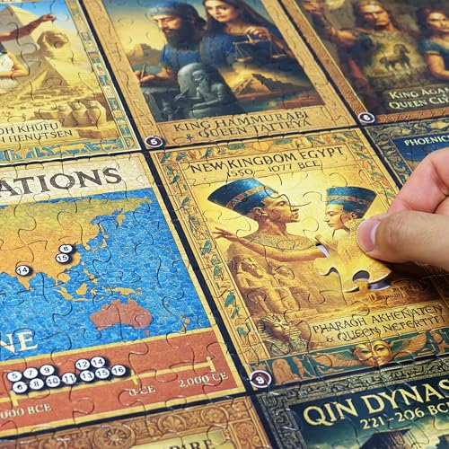 Think2Master Ancient Civilizations World History Jigsaw Puzzle 500 Pieces Large Format for 13+, Teens, Adults & Families. Great Gift. Historical Timeline & World Map. Size: 26.8” X 18.9” - style: Ancient Civilization