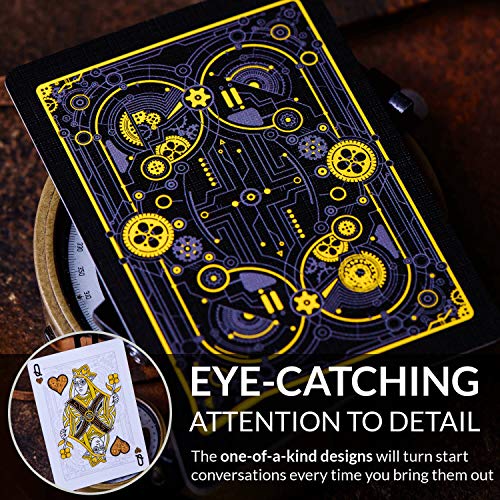 Cyberpunk Gold Playing Cards, Cardistry Decks, White Deck of Playing Cards for Kids & Adults, Cool Playing Cards with Card Game e-Book, Unique Playing Cards for Poker, Cyberpunk Cards - color: Gold