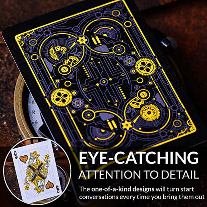 Cyberpunk Gold Playing Cards, Cardistry Decks, White Deck of Playing Cards for Kids & Adults, Cool Playing Cards with Card Game e-Book, Unique Playing Cards for Poker, Cyberpunk Cards - color: Gold