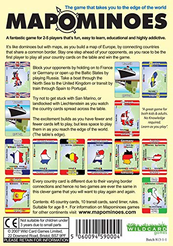 MAPOMINOES Europe – The Ultimate Geography Game – Fun and Educational Travel Card Game About Connecting European Countries for Kids Teens and Adults. Like Dominoes with maps.