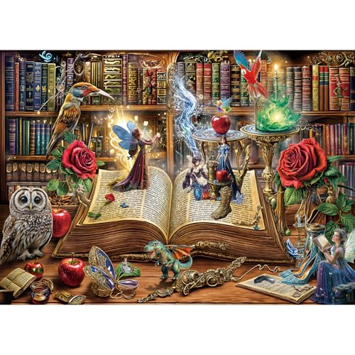 1000 Piece Puzzles for Adults, Magic Book Jigsaw Puzzle | Eye Protection, Glare-Free, Color Reference Poster, Large Pieces, Dust-Free Tight Fit, Unisex Gift, Frameable Home Decor - color: Magic Book