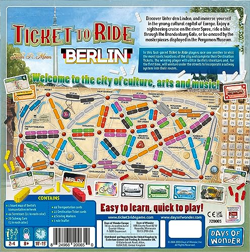 Asmodee Ticket to Ride Berlin Board Game - Train Route-Building Strategy Game, Fun Family Game for Kids & Adults, Ages 8+, 2-4 Players, 10-15 Minute Playtime - style: Berlin