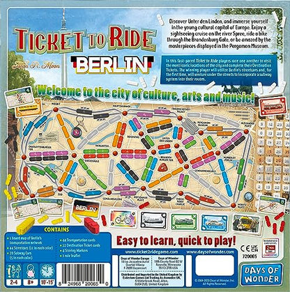 Asmodee Ticket to Ride Berlin Board Game - Train Route-Building Strategy Game, Fun Family Game for Kids & Adults, Ages 8+, 2-4 Players, 10-15 Minute Playtime - style: Berlin