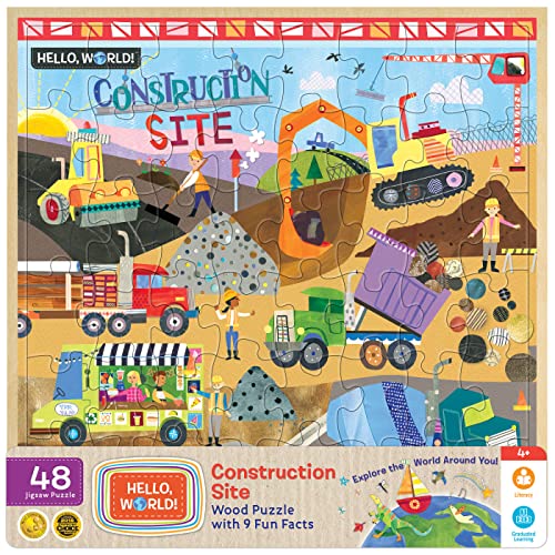 Masterpieces 48 Piece Fun Facts Jigsaw Puzzle for Kids - 12"x12" - Hello World-Construction Site - style: Hello World-Construction Site