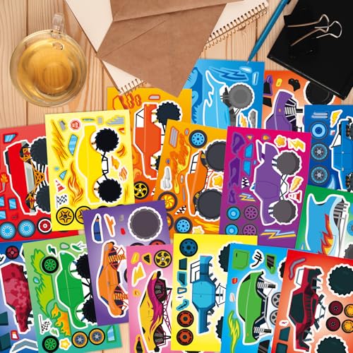 48 Sheets Create Monster Truck of Dreams Stickers, Make Your Own Stickers for Boys and Girls, Travel Sticker Books, Party Favors, Birthday, Home, School and Activities Gifts for Kids Ages 3+ - style: Monster Car