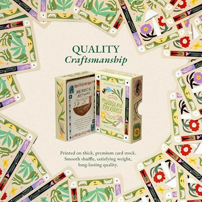 Woodland Treasures Botanical Playing Cards for Nature Lovers & Collectors – Beautiful Playing Cards, Poker Deck Featuring 52 Hand-Illustrated Forest Wonders + Digital Booklet of 20 Classic Games - style: Woodland Treasures