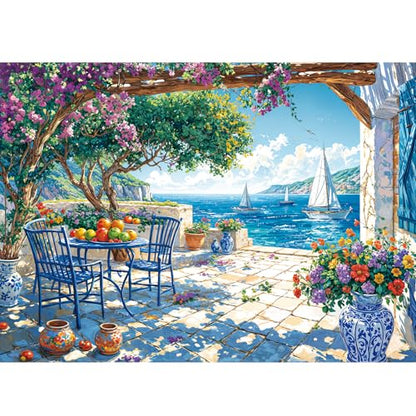 Puzzles for Adults 1000 Pieces,Summer Coast Jigsaw Puzzle with 1:1 HD Poster, Perfect Interlocking No Dust, Stress Relief Ideal Gift for Family Games - color: Summer Coast