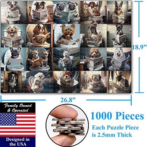 Think2Master Pooping Dogs & Puppies 1000 Pieces Jigsaw Puzzle. Pooping Puppies, Funny Bathroom Decoration, Gag Gift. Teens, Adults, Seniors & Families. Great for13+ Size: 26.8” x 18.9” - style: Pooping Dogs