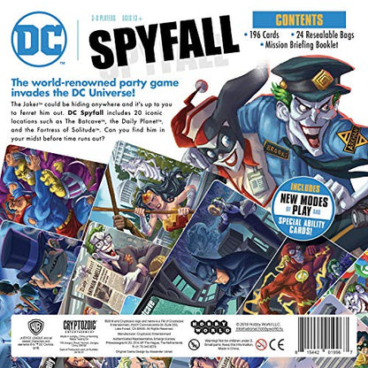 DC Spyfall - The Perfect Party Game - Find The Joker Before Time Runs Out - for 3 to 8 Players - Board Games for Teens and Adults - Featuring Batman, Superman, Wonder Woman, and More - Ages 13+