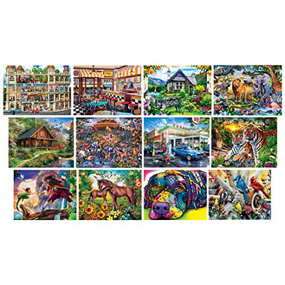 MasterPieces 12 Pack Jigsaw Puzzles for Adults, Family, Or Kids - Artist Gallery 12-Pack Bundle - 500, 300, and 100 Piece Puzzles | 12 pack jigsaw puzzles for adults, families & kids with 500, 300 & 100 piece art puzzles for game night, gifts & relaxing f