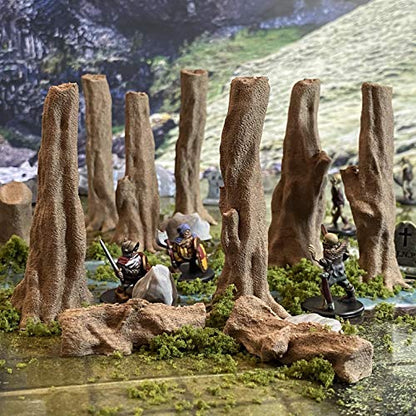 Swamp Trees Terrain Set for Dungeons and Dragons - 28mm Scale Tabletop RPG Miniature Terrain with Seven Trees, Rotting Tree Stump, Logs and Stepping Stones