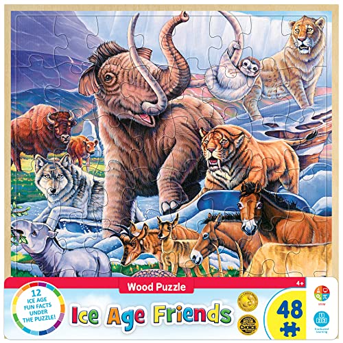 MasterPieces 48 Piece Fun Facts Jigsaw Puzzle for Kids - Ice Age Friends Wood Puzzle - 12"x12" - style: Ice Age Animals