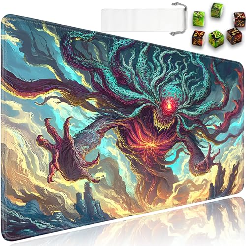 for MTG Game Playmat - 24 x 14 inches with Dices and Storage Bags, Non-Slip Base for TCG and Board Game Card Mats, Trading Card Games Mat, Demon in The Sky Pattern Collectible Card Playmats - color: Jv-playmat-p7-1-g192