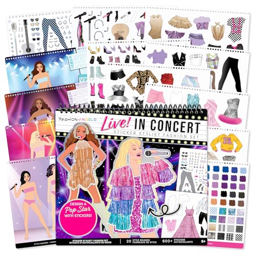 Fashion Angels Live! in Concert Sticker Stylist Fashion Set | Includes Concert Venue Style Boards, Popstar Silhouettes & 600+ Stickers, Ideal Gift for Kids - style: Pop Star
