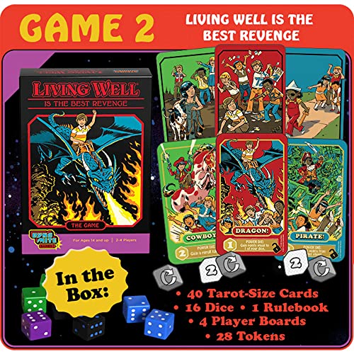 Cryptozoic Entertainment Living Well is The Best Revenge: Steven Rhodes Games VOL. 2 - Dark Retro Dice Card Game, Ages 14+, 2-4 Players, 15 Mins