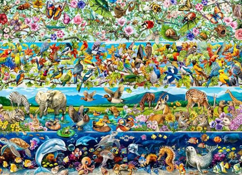 Jigsaw Puzzles for Adults 1000 Pieces, Animal Scroll Puzzles | Colorful Home Wall Decor for Family Challenging Games - color: Animal Scroll