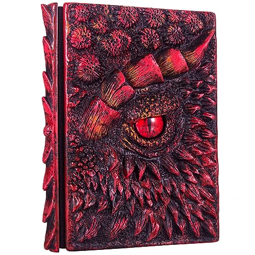 3D Dragon Eye Embossed Journal,Resin Engraving Notebook,Dnd notebook for Dragon Lovers ，Blank Paper,Hardcover Travel Notepad for Writing,Sketchbook,Collection,Gift,Decoration A4 and A5 Size (A5-Red) - color: A5-Red