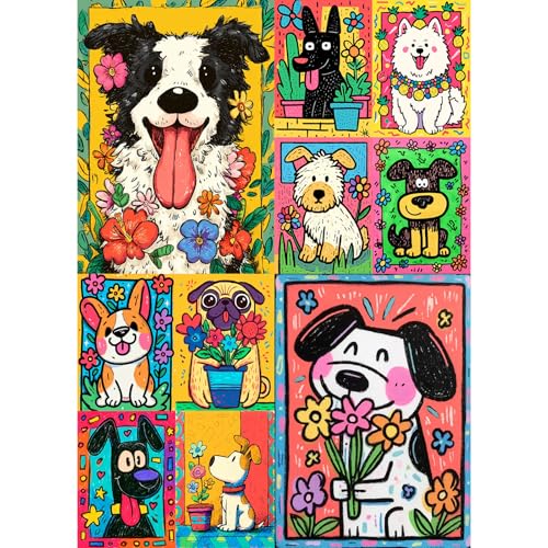 Dog Collage Puzzles for Adults 1000 Piece, Jigsaw Puzzles for Adults, Adult Challenging Game Toys, Impossible Puzzle, Family Decoration Puzzle - color: Dog Collage