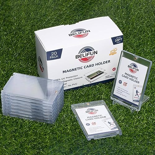 20-Pack One Touch Magnetic Card-Holders - 35PT Trading Card Holders, UV Protection Clear Acrylic Card Cases, Card Protector for Game, Baseball Sports Cards, Fit for Standard Cards Storage and Display - size: 20ct 35PT One Touch Card Holder
