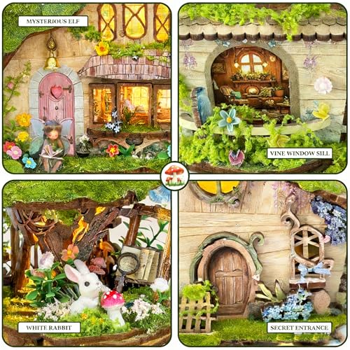 RHZN Miniature House Kit 3D Wooden Puzzles for Adults Book Nook Tree House - style: Tree House
