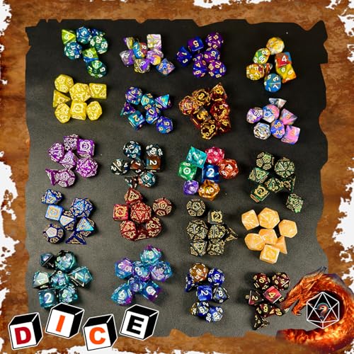 HAOMEJA 18pcs Mystery Dice Set/ 14pcs Random Polyhedral DND Dice + 4pcs D6-Sided Dice/D&D Dice，Apply to RPG，MTG，Role Playing Table Game，Party Gifts (2 Set 18pcs) - color: 2 Set 18pcs
