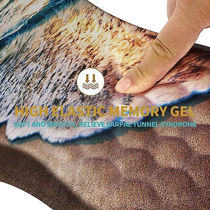 Hokafenle Ergonomic Mouse Pad Wrist Support with Massage Design, Wrist Rest Pain Relief Mousepad with Memory Foam&Non-Slip PU Base, Mouse Pads for Wireless Mouse & Desk (12x8 inch,Sunrise Beach) - color: HK017-Sunrise Beach