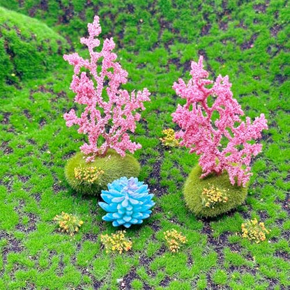 Cayway Miniature Colorful Flower Cluster, Pink Trees Static Grass Tufts Flower Vegetation Groups for DIY Model Train Landscape Railroad Scenery - color: Pink