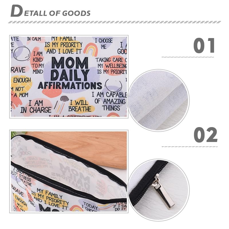 Positive Affirmation Mom Makeup Bags Best Mommy Mama Mother Birthday Gifts for Mom from Daughter Son Inspirational Motivational Pregnancy Gift for New Mother Mommy Mental Health Cosmetic Bag - color: Daily Mom