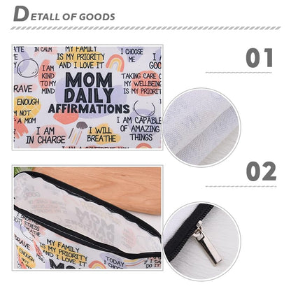 Positive Affirmation Mom Makeup Bags Best Mommy Mama Mother Birthday Gifts for Mom from Daughter Son Inspirational Motivational Pregnancy Gift for New Mother Mommy Mental Health Cosmetic Bag - color: Daily Mom