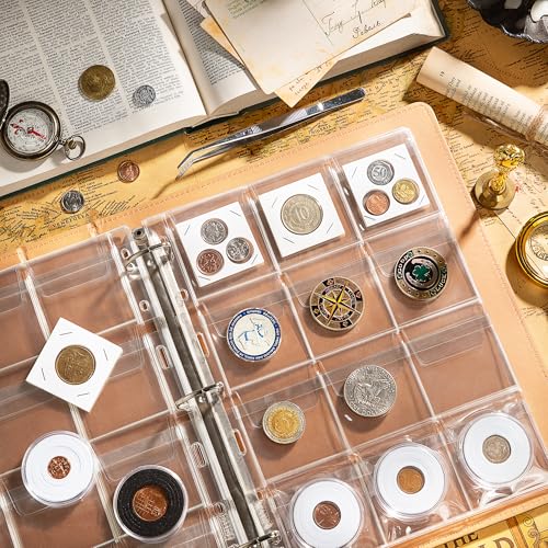 25 Sheets Coin Pocket Pages - 12 Pocket Standard 9-Hole 300 Pockets Inserts Collecting Sleeves for Coins [67mm X 63mm Each Pocket] CS0312512 - color: 12 Pocket(63mm X 67mm Each Pocket), size: 25 Sheets