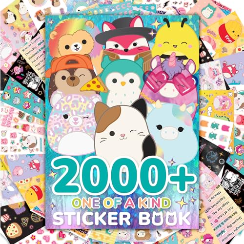 Horizon Group USA Sticker Book with Large and Small Sizes, Kids Stationary for Water Bottle, Notebooks, and Party Favors, Squishmallows - color: Squishmallow