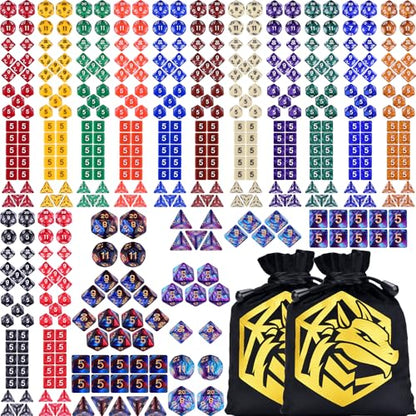 Extended Dice RPG Set | 15 x 31 Polyhedral Dice (465 Piece) for DND5E Tabletop Adventure Games (15 Colors - Classic) - color: 15 Colors - Classic
