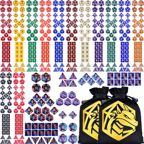 Extended Dice RPG Set | 15 x 31 Polyhedral Dice (465 Piece) for DND5E Tabletop Adventure Games (15 Colors - Classic) - color: 15 Colors - Classic