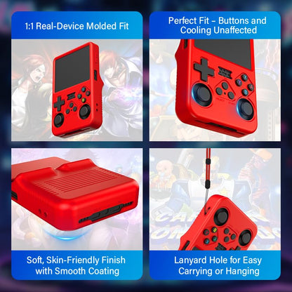 Silicone Case for R36S Handheld Game Console Protective Case with Lanyard Button Cover Accessory for Gift (Red) - color: Red